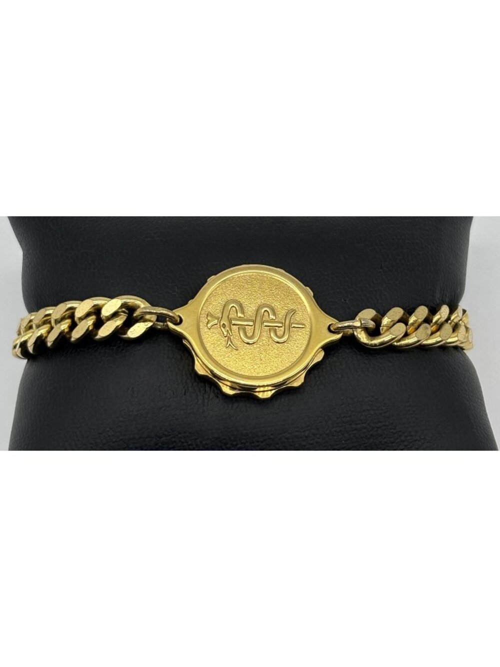 Vintage S.OS. Medical I.D. Bracelet Gold-Tone Stainless Steel Metal, Curb Chain